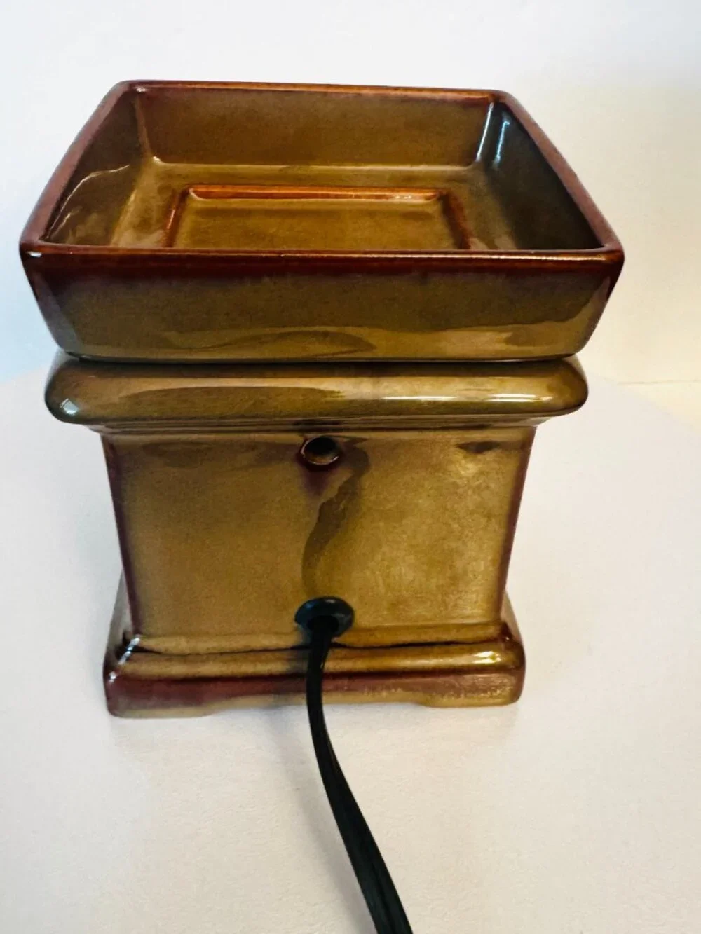 Decorative Brown Green Ceramic Wax Melter  Warmer Romanesque Electric Melting Di